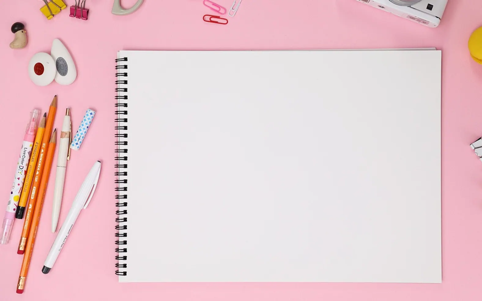 Pink, macaroon and sketchbook